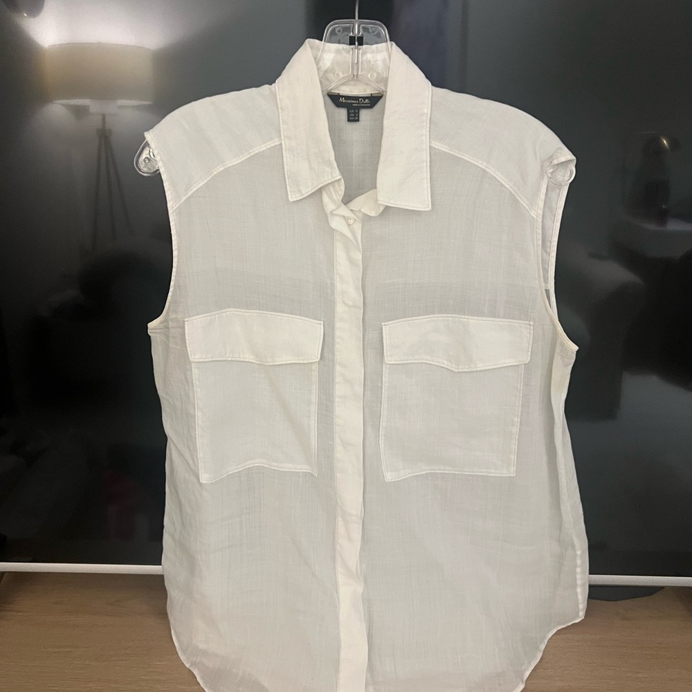 Massimo Dutti White Sleeveless Blouse